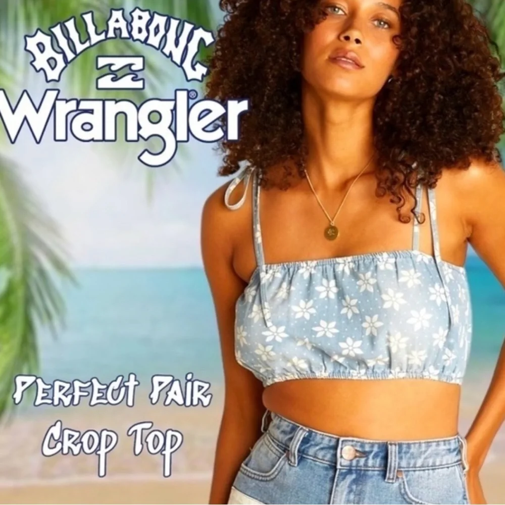 BILLABONG x Wrangler Perfect Pair Floral Print Crop Top NWT - Picture 3 of 5